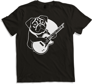 Produktbild von T-Shirt Mops mit E-Gitarre Musiker Lustiger Gitarrist