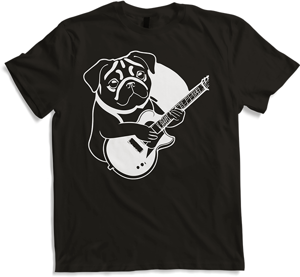 Produktbild von T-Shirt Mops mit E-Gitarre Musiker Lustiger Gitarrist