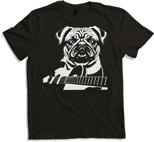 Produktbild von T-Shirt Mops mit E-Gitarre Musiker Lustiger Gitarrist