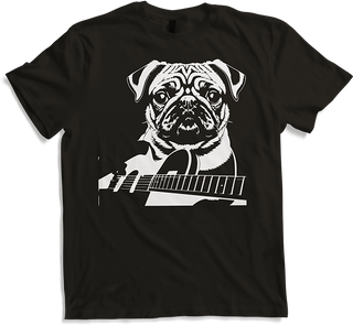 Produktbild von T-Shirt Mops mit E-Gitarre Musiker Lustiger Gitarrist