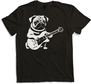 Produktbild von T-Shirt Mops mit E-Gitarre Musiker Lustiger Gitarrist