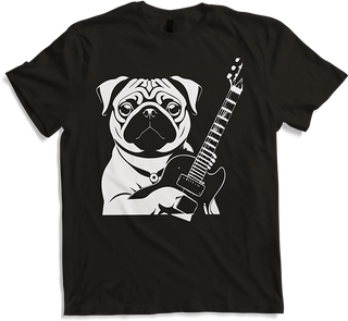 Produktbild von T-Shirt Mops mit E-Gitarre Musiker Lustiger Gitarrist