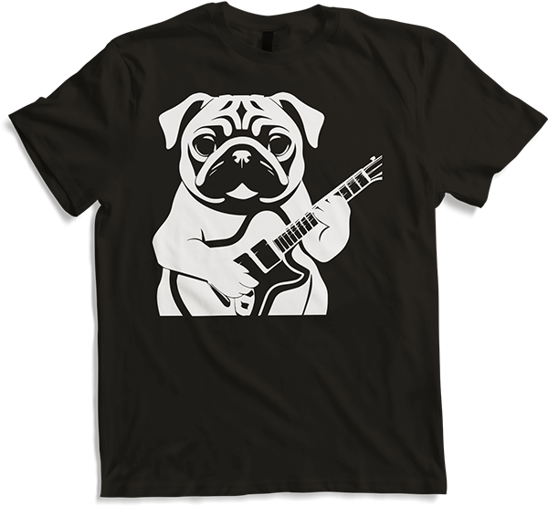 Produktbild von T-Shirt Mops mit E-Gitarre Musiker Lustiger Gitarrist