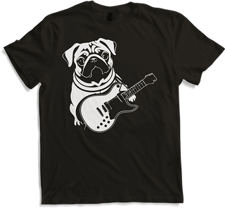 Produktbild von T-Shirt Mops mit E-Gitarre Musiker Lustiger Gitarrist