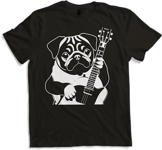 Produktbild von T-Shirt Mops mit E-Gitarre Musiker Lustiger Gitarrist