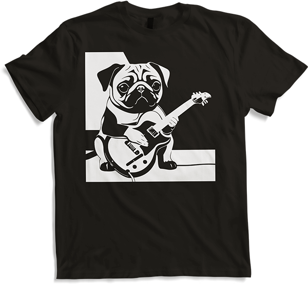 Produktbild von T-Shirt Mops mit E-Gitarre Musiker Lustiger Gitarrist