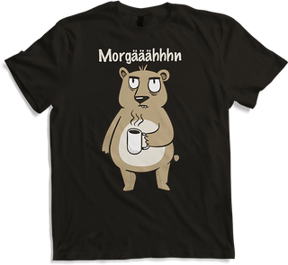 Produktbild von T-Shirt Morgääähhhn Morgenmuffel Spruch Müder Bär mit Kaffee Sprüche