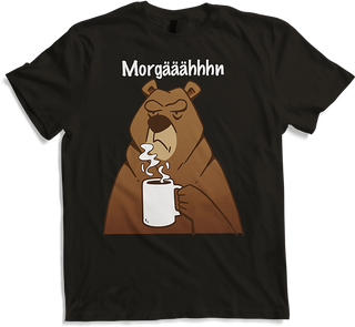 Produktbild von T-Shirt Morgääähhhn Morgenmuffel Spruch Müder Bär mit Kaffee Sprüche