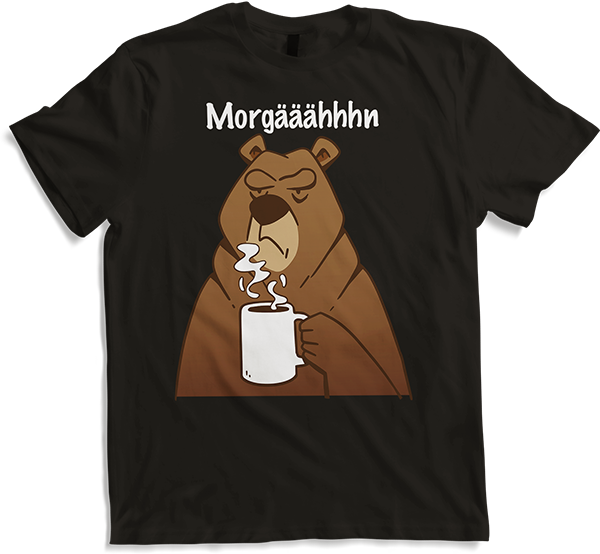 Produktbild von T-Shirt Morgääähhhn Morgenmuffel Spruch Müder Bär mit Kaffee Sprüche