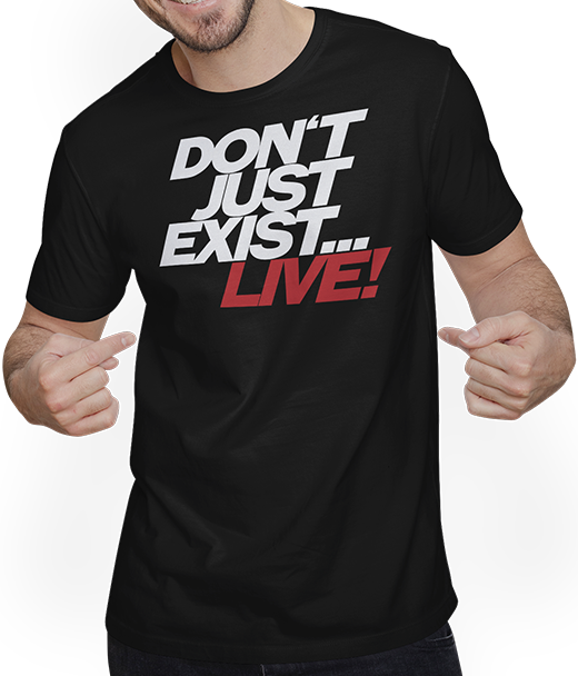 Produktbild von T-Shirt mit Mann Motivation & Inspiration | Positiver Spruch | Live!