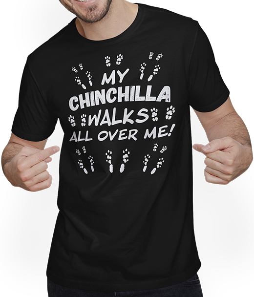 Produktbild von T-Shirt mit Mann My Chinchilla Walks All Over Me Lustiger Chinchilla-Spruch