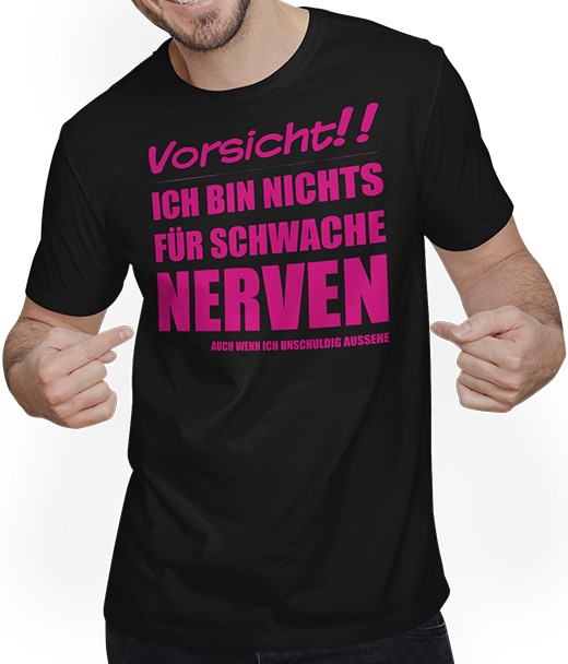 Produktbild von T-Shirt mit Mann Nichts für schwache Nerven Lustiger frecher Spruch Teenager