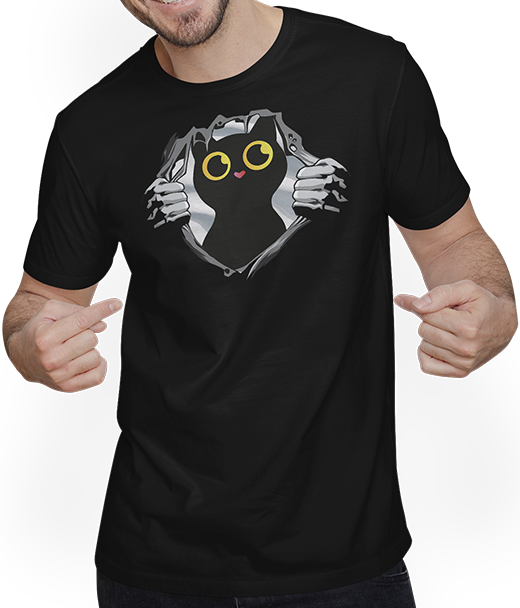 Produktbild von T-Shirt mit Mann Niedlicher Kätzchen-Spruch für Mädchen und Frauen, Herz-Katze
