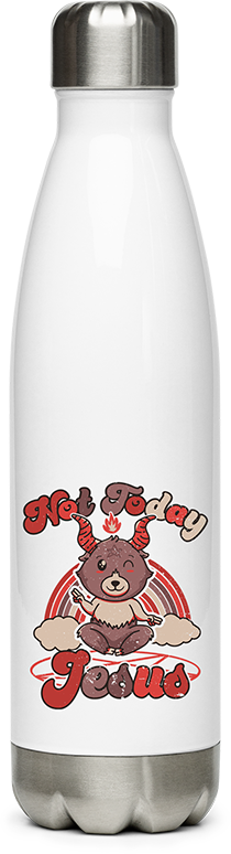 Produktbild von Edelstahlflasche Not Today Jesus Lustiger Kawaii Baphomet Satan Devil Cute Bear