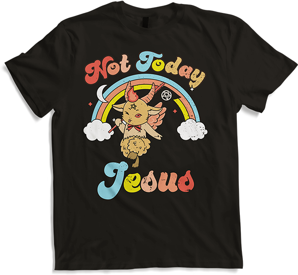 Produktbild von T-Shirt Not Today Jesus Lustiger Kawaii Baphomet Satan Teufel Süße Ziege