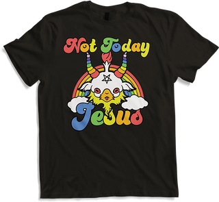 Produktbild von T-Shirt Not Today Jesus lustiges Kawaii Baphomet Satan Teufel Einhorn