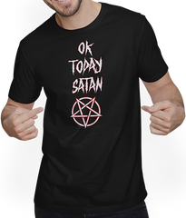 Produktbild von T-Shirt mit Mann OK Today Satan Pentagramm Lustiger Antichrist Spruch Teufel Metall