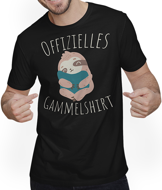 Produktbild von T-Shirt mit Mann Offizielles Gammelshirt Faultier Faule Couch-potato Chillen