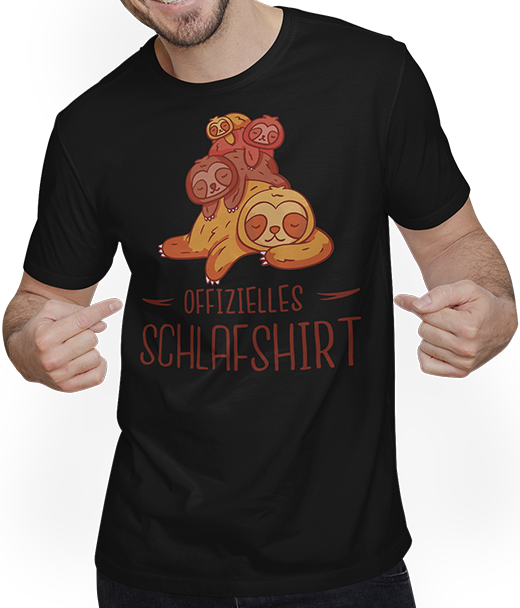 Produktbild von T-Shirt mit Mann Offizielles Schlafshirt Nap Schlafen Müdes Faultier Sprüche