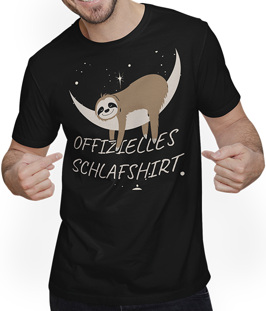 Produktbild von T-Shirt mit Mann Offizielles Schlafshirt Nap Schlafen Müdes Faultier Sprüche