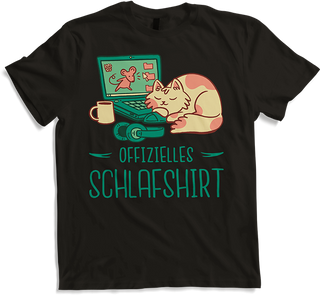 Produktbild von T-Shirt Offizielles Schlafshirt Pyjama Katzen Spruch Computer Katze