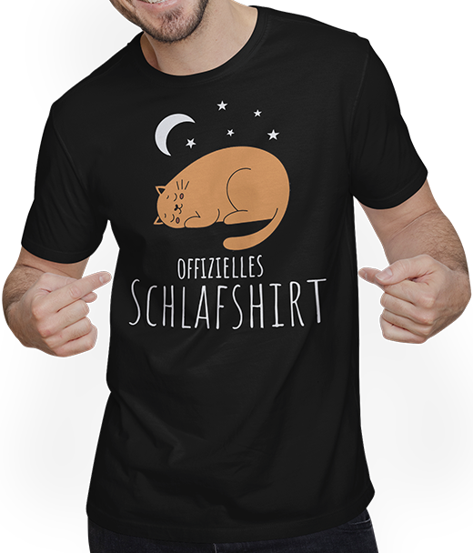 Produktbild von T-Shirt mit Mann Offizielles Schlafshirt | Pyjama | Schlafanzug Katze Spruch