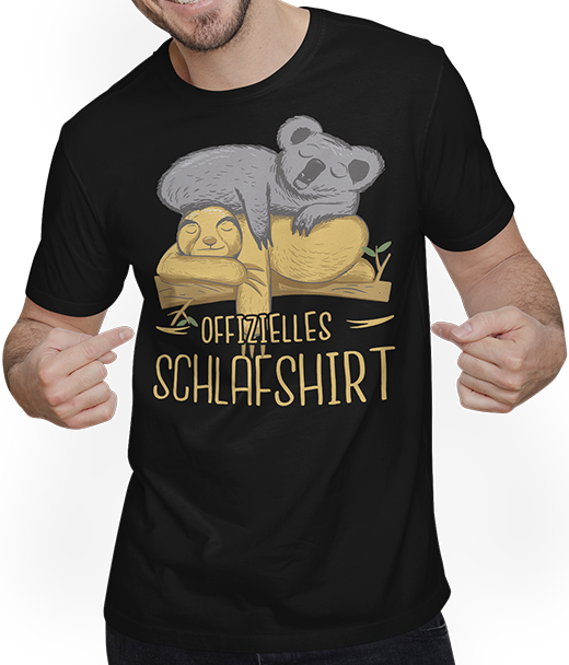 Produktbild von T-Shirt mit Mann Offizielles Schlafshirt | Schlafanzug Koala Spruch Faultier