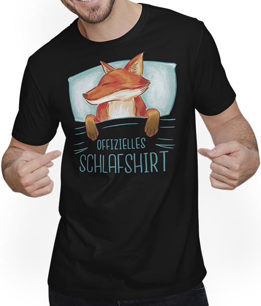 Produktbild von T-Shirt mit Mann Offizielles Schlafshirt Schlafender Rotfuchs Sprüche Fuchs