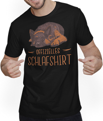 Produktbild von T-Shirt mit Mann Offizielles Schlafshirt | Schlafender Schäferhund Spruch