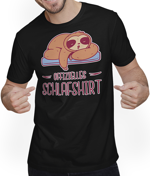 Produktbild von T-Shirt mit Mann Offizielles Schlafshirt Schlafendes Lustige Sprüche Faultier