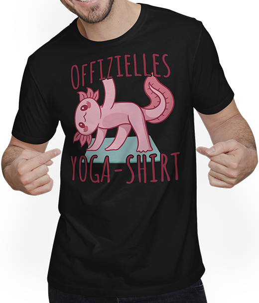 Produktbild von T-Shirt mit Mann Offizielles Yoga-Shirt Yoga-Studio Lustiges Axolotl Yoga