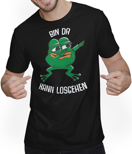 Produktbild von T-Shirt mit Mann Party Kröte Bin da kann losgehen Lustiger Frosch Spruch