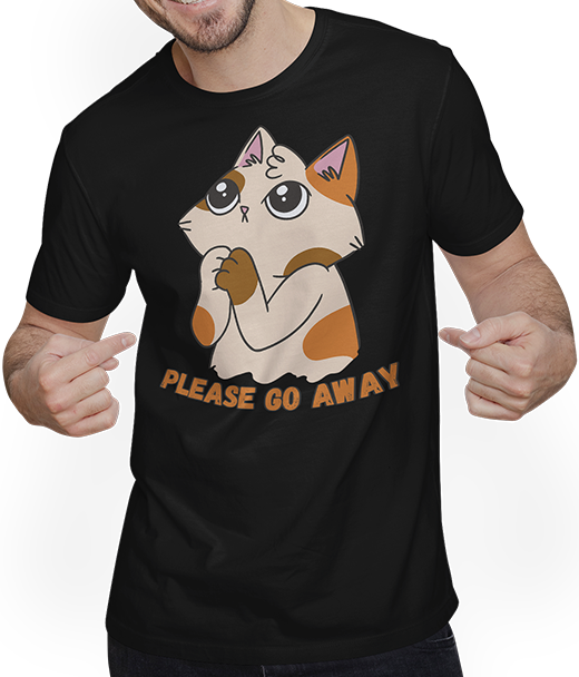 Produktbild von T-Shirt mit Mann Please Go Away Lustige Introvertierte Katze Spruch Teenager