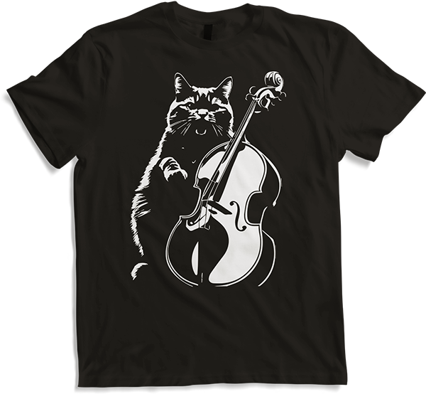 Produktbild von T-Shirt Schreiende Katze Musiker spielt Kontrabass