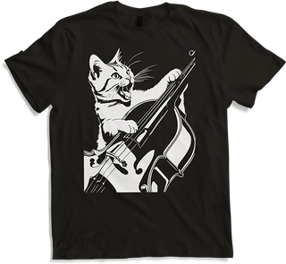 Produktbild von T-Shirt Schreiende Katze Musiker spielt Kontrabass
