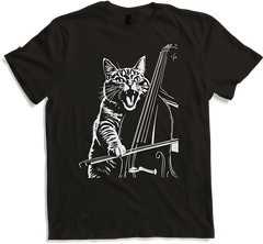 Produktbild von T-Shirt Schreiende Katze Musiker spielt Kontrabass