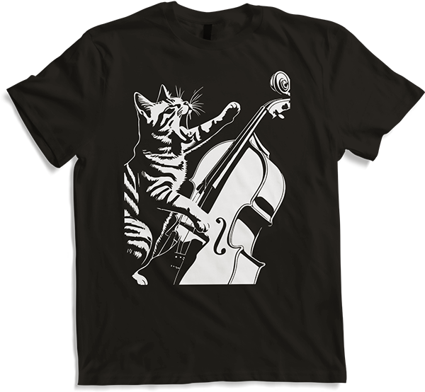 Produktbild von T-Shirt Schreiende Katze Musiker spielt Kontrabass