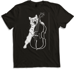 Produktbild von T-Shirt Schreiende Katze Musiker spielt Kontrabass