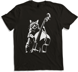 Produktbild von T-Shirt Schreiende Katze Musiker spielt Kontrabass