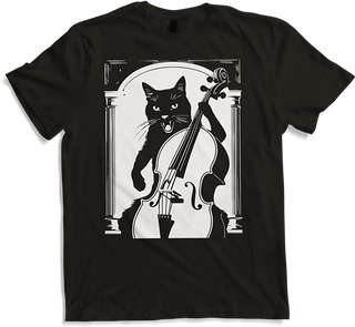 Produktbild von T-Shirt Schreiende Katze Musiker spielt Kontrabass