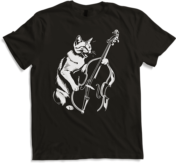 Produktbild von T-Shirt Schreiende Katze Musiker spielt Kontrabass