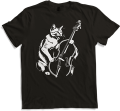 Produktbild von T-Shirt Schreiende Katze Musiker spielt Kontrabass