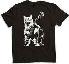 Produktbild von T-Shirt Schreiende Katze Musiker spielt Kontrabass