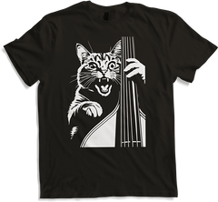 Produktbild von T-Shirt Schreiende Katze Musiker spielt Kontrabass