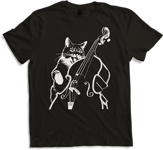 Produktbild von T-Shirt Schreiende Katze Musiker spielt Kontrabass