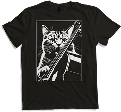 Produktbild von T-Shirt Schreiende Katze Musiker spielt Kontrabass