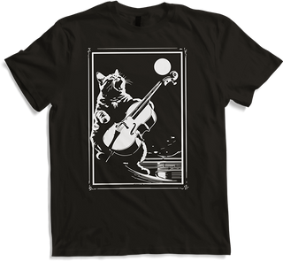 Produktbild von T-Shirt Schreiende Katze Musiker spielt Kontrabass