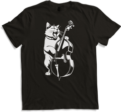 Produktbild von T-Shirt Schreiende Katze Musiker spielt Kontrabass