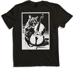 Produktbild von T-Shirt Schreiende Katze Musiker spielt Kontrabass