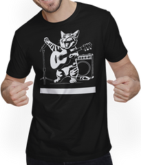 Produktbild von T-Shirt mit Mann Schreiende Katze Musiker spielt akustische Gitarre